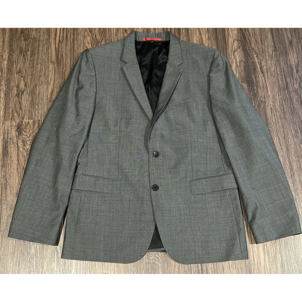 Hugo Boss AG Dieselstrasse 12 Striped Gray Super 120 Blazer Wool Mens 44R